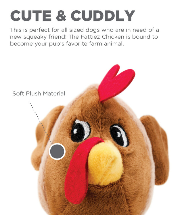 Fattiez Chicken Plush Squeaker Dog Toy Extra Small - Image 4